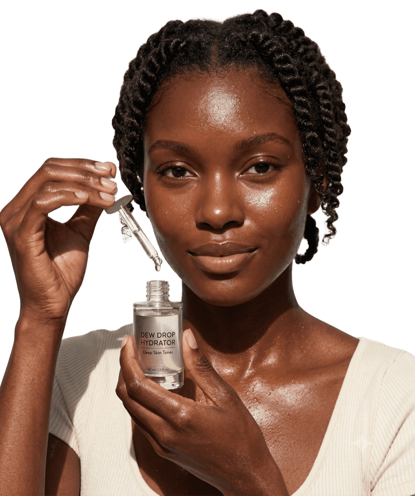 Woman applying a serum